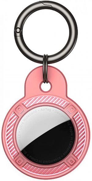 AirTag Case Compatible Air Tag Keychain Airtags Carbon Fiber Stripe Pattern Holder Cover Tracker Finder Accessories for Dog Cat Pe