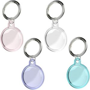 AMKMAX Airtag Case,4-Pack Silicone AirTag Keychain Key Ring Portable Tracker Holder for AirTag Finder,Protector Cover for for Appl