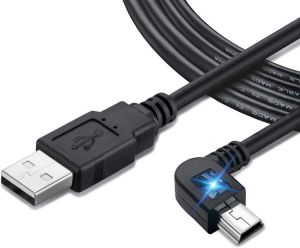 GPS Charger Cable,Mini USB 6.6ft Universal GPS Charging Cord with Voltage Regulator Module 90 Degree Angle Mini USB Power Wire for