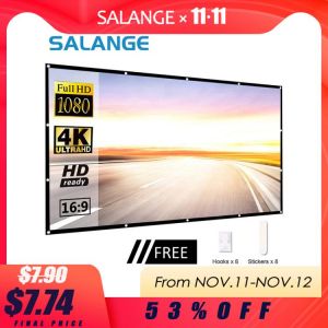 Salange Projection Screen Portable Projector screen 100 inch 120 inch 150 inch 16:9,Outdoor Movie Screen For Travel Home Theater