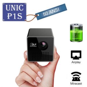UNIC P1S Mini Projector DLP Pocket Mobile Cinema Support Miracast Airplay Wireless Screen Sharing Multimedia Proyector Battery