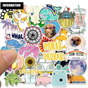 50 PCS Laptop Stickers  Cartoon Simple Cute Tablet Decals For Children Toy Sticker To DIY Laptop Bicycle Helmet Car Decals