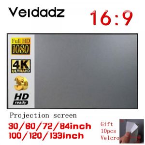 VEIDADZ 16:9 Projector Simple Curtain Screen 60 72 84 100 120 inch Home Outdoor Office Portable 3D HD Projection Screen