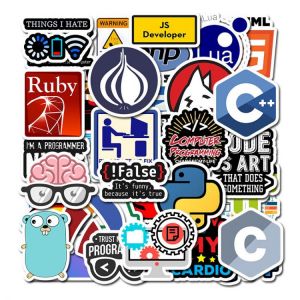 50Pcs Internet New Programming Sticker Pack for Geek DIY Computer Laptop Refrigerator Phone Skateboard Travel Suitcase DIY