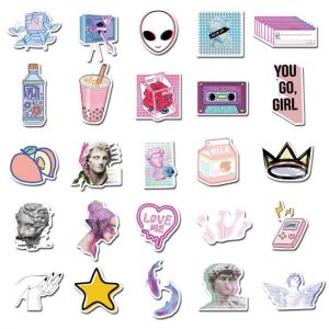 50pcs Art Style Sticker For Laptop Skateboard Luggage Refrigerator Notebook Decals Cartoon  Waterproof Cute Graffiti Stickers