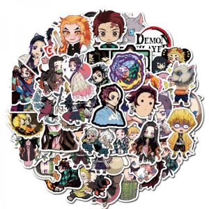 Ransitute R1071 50pcs/set Demon Slayer Cartoon Scrapbooking Stickers Decal For Guitar Laptop Luggage Car Fridge Graffiti Sticker