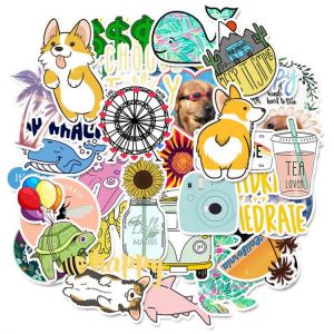 Tablet Decals 50 PCS Cartoon Simple Cute Stickers For Children Toy Waterproof Sticker to DIY Laptop Bicycle Helmet Car Decals