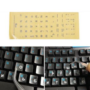 Russiantransparent Keyboard Stickers Russia Layout Alphabet White Letters For Laptop Notebook Computer Pc