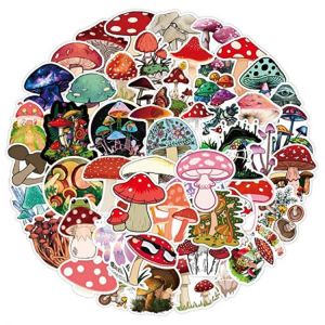 50pcs Plant Mushroom Cartoon Laptop Stickers Vinyl Waterproof Stickers Decals for Laptop Scrapbook Skateboard Bicycle