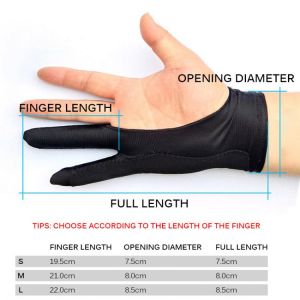 Two-Finger Artist Anti-Touch Glove For Drawing Tablet Right And Left Hand Glove Anti-Fouling For Screen Board Glove S/ M/ L