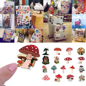 2021 New 50pcs Plant Mushroom Cartoon Laptop Stickers Vinyl Waterproof Stickers Decals for Laptop Scrapbook Skateboard Bicycle