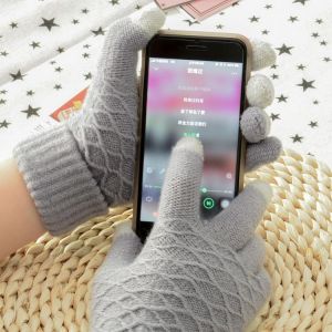 1Pair Touch Screen Gloves Women Girl Stretch Knit Mittens Winter Warm Gloves NEW