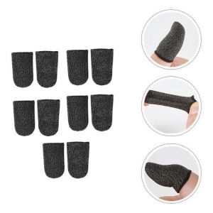 10pcs Finger Sleeve Screen Touch Breathable Finger Cover Elastic Cover Touch Screen Game Finger Cots (Black)
