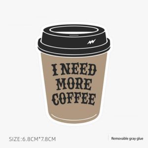 Coffee Cup Notebook Sticker Creativity Waterproof Decals Removable Vinyl Sticker for Decorative Suitcases Box,Notebook 6.8*7.8cm
