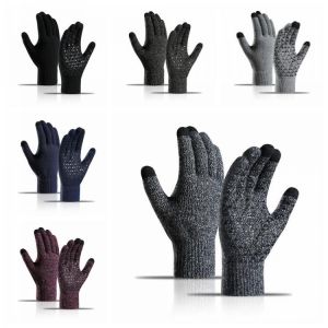 Autumn Winter Fleece Lining Thermal Cycling Anti-slip Silicone Touch Screen Gloves Reflective