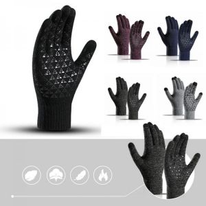Autumn Winter Windproof Thermal Fleece Lining Anti-slip Silicone Reflective Gloves Touch Screen