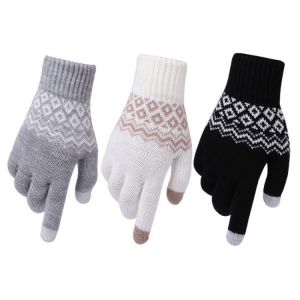 Creative Fashion Printing Gloves Mobile Phone Touch Screen Knitted Gloves Winter Thick & Warm Adult Gloves Men Women