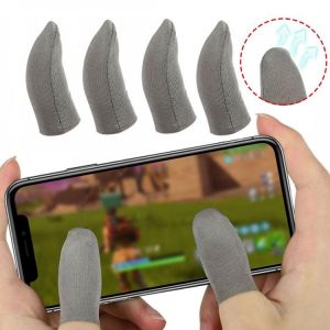 5 pcs Mobile Phone Finger Sleeve Game Controller Touch Screen Gloves Gray Gaming Finger Sleeve Reduces Friction Accessories