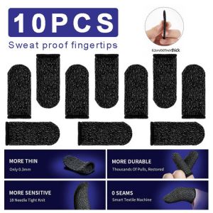 5 Pairs Mobile Phone Touch Screen Game Finger Sleeves Sweatproof Gloves Games Controller Sensitive Tablet Finger Cover