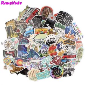 60pcs/set Outdoor Adventure Funny children's Toy Stickers DIY Luggage Laptop Skateboard Phone Waterproof Stickers R600