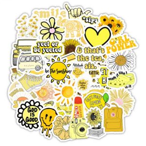 50PCS/Set Stickers Waterproof Decals, Cartoon Small Yellow Vinyl Stickers for Hydroflask Water Bottles Laptop Computer for Kids