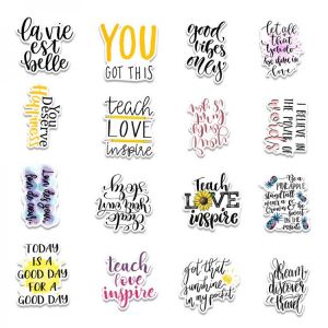 50PCS English Phrases Graffiti Stickers Reusable Waterproof Non-trace Stickers for PC Laptop Mobile Phone Tablet Cup