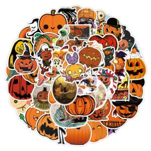 50 Pieces of Halloween Pumpkin Series Stickers Waterproof Stickers Laptop Tablet Mobile Phone Stickers Airpods Skin