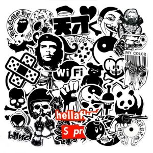 Stickers for Laptop Transparent Black And White Mixed Sticker For Luggage Skateboard Motorcycle Decal
