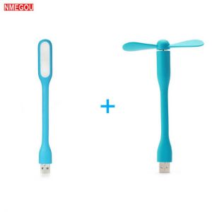 Creative USB Fan Flexible Portable Mini Fan and USB LED Light Lamp for Xiaomi Power Bank & Notebook Computer Summer Cool Gadge