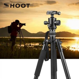 SHOOT Professional Travel Camera Tripod Aluminum Alloy 4-Sections Tripod Stand for Canon M50 Nikon Z7II Sony A7 III DSLR Camera