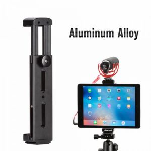 Ulanzi Aluminum Tablet Tripod Mount w Cold Shoe Mount Pad Clip Bracket Holder Stand 1/4 Screw for iPad Pro Mini Most Tablets