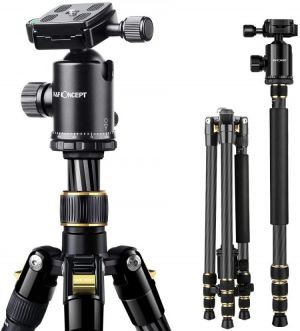 K&F Concept TC2534 Carbon Fiber Tripod 66 inch Professional Lightweight Tripod with Monopod and Ball Head for DSLR SLR Camera
