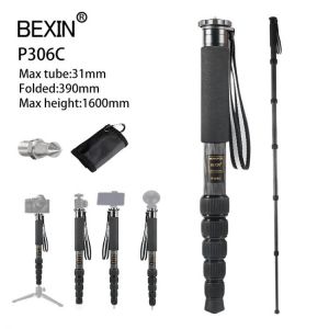 BEXIN P306C Professional Selfie Monopod Carbon Fiber Lightweight 6 Section Shrink Monopod for DSLR Camera Smartphone
