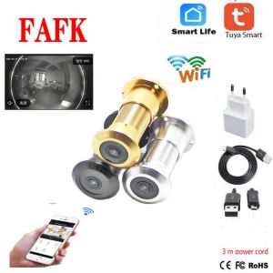 tuya door eyehole security 1080P HD infrared night vision 940nm peephole mini cat eye door Wifi two-way voice intercom  camera