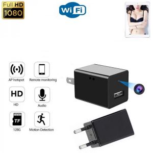 Power Adapter EU/US Plug Wireless Wifi IP Camera 1080P HD Home Security Mini Camcorder With Micro USB Charging Port
