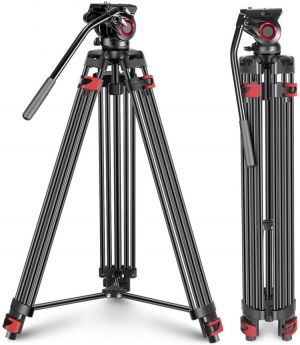 Neewer Heavy Duty Travel Video Camera Tripod Stand,64 Inches Aluminum Alloy with 360 Degree Fluid Drag Head for  Dslr Camera