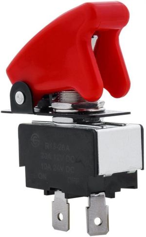 Pilot Automotive PL-SW26 Performance Toggle Switch with Red Safety Cover, Red, Anodized Red, Anodized Blue, Carbon Fiber Look
