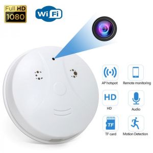 1080P Mini Camera Smoke Alarm Design Wireless Wifi Camera Action Video Micro Cam Night Home Security Recorder Support TF Card