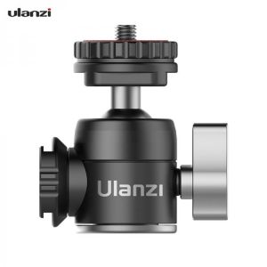 Ulanzi U-60 Metal Mini Ballhead Dual Cold Shoes Microphone 360 Degrees Ball Head Vlog Video Shooting for Canon Sony DSLR Camera