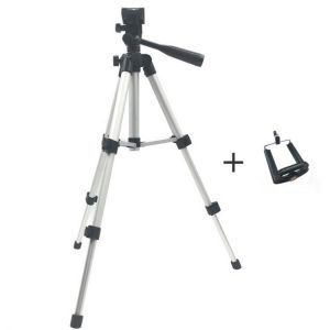 Professional Foldable Camera Tripod Holder Stand 1/4" Screw 360 Degree Fluid Head Tripod Stabilizer Aluminum with Phone Holde