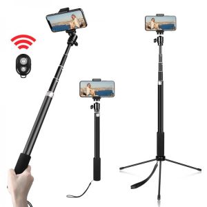 158cm Portable Tripod For Phone 1/4 Screw Head Flexible Selfie Tripod Stand With Bluetooth Remote Control & Holder For Phone
