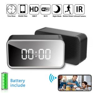 HD 1080P Clock WiFi Camera Mini IP Home Security Camcorder P2P Night Vision Alarm Motion Remote CCTV Camcorders