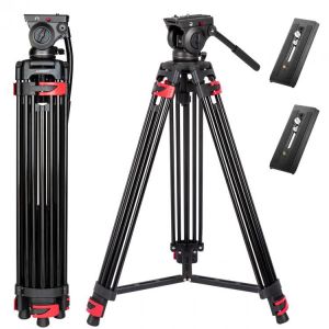 Heavy Tripod For Camera 180CM with 360° Fluid Head & Universal Quick Release Plate , Video Triood for Nikon/Canon/DSLR/Camcor