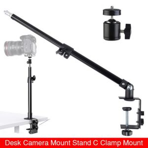 Desk Mount Stand Overhead stand Tabletop C Clamp Mounting Adjustable Table Stand Aluminum for DSLR Camera Light Video tripod