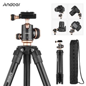 Andoer Q160SA Camera Tripod Complete Tripods with Panoramic Ballhead Bubble Level Adjustable Height Portable Travel Tripod