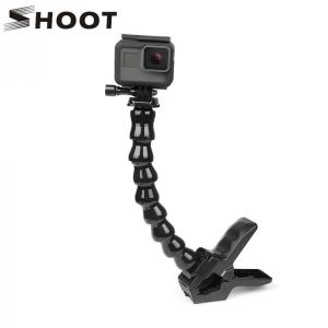 SHOOT Flexible Jaws Clamp Mount with 8 Joint Adjustment Goose Neck for GoPro Hero 9 10 8 7 SJCAM Yi 4K H9 Insta360 Camera Tripod