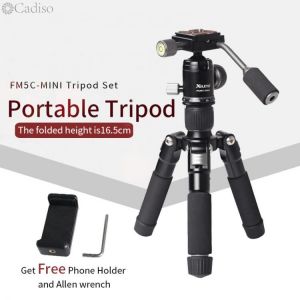 Cadiso FM5C-MINI Mini Tripod Ball Head Tabletop Stand Lightweight Desktop Triangle Bracket for Phone Digital Camera Shooting