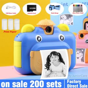 Kids Camera Instant Print Camera Children Digital Camera 1080P HD Video Photo Camera Toy with 32GB Card Thermal Printing Camera