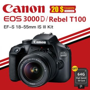 Canon EOS 3000D (Rebel T100) DSLR Camera with EF-S 18-55mm III f/3.5-5.6 Zoom Lens Digital Camera