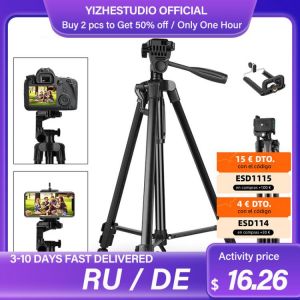 Yizhestudio Camera Tripod 50-140cm DSLR Flexible Portable Stand for Gopro iPhone Canon Nikon Sony with Phone Clip with 1/4 Screw